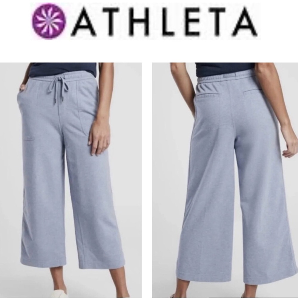 Athleta Women’s Size 4‎ Lt Blue Farallon Heathered Wide Crop Pant